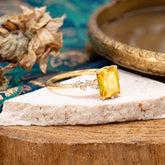 6 Prong Timeless 3 Carat Emerald Cut Citrine Engagement Ring